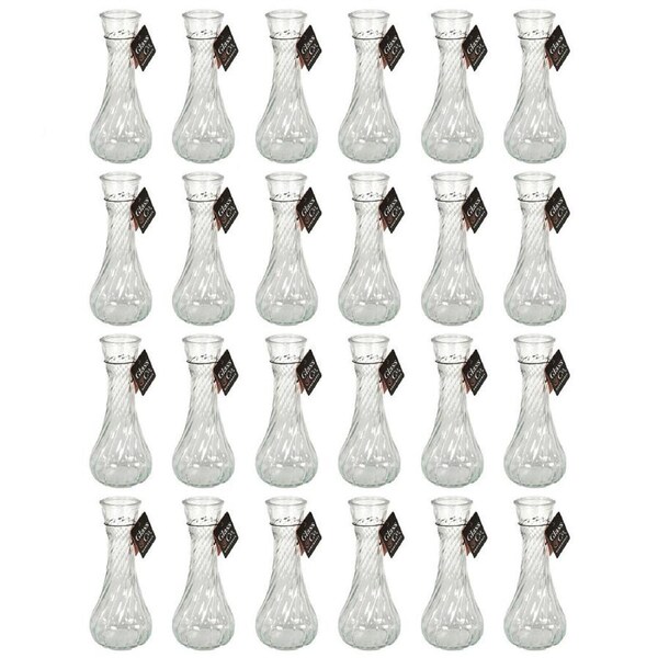24PK Glass & Co Ribbed Bottleneck Glass Vase Flower Holder Decor 244x15.4cm