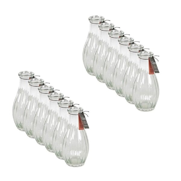 12PK Glass & Co Ribbed Glass Vase Flower Holder Home Decor 243.8x14.2cm Clear