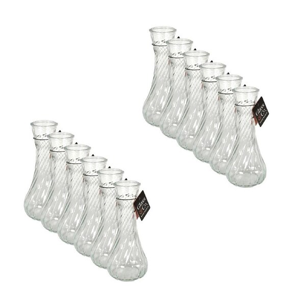 12PK Glass & Co Ribbed Bottleneck Glass Vase Flower Holder Decor 244x15.4cm