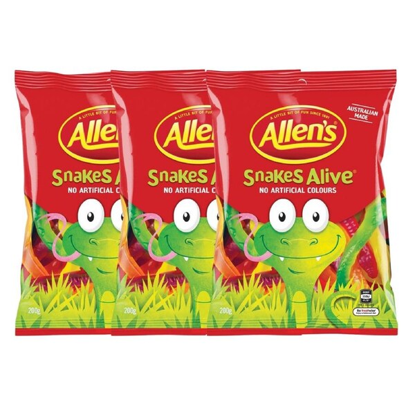 Allens Snakes Alive 200g - 3 Pack