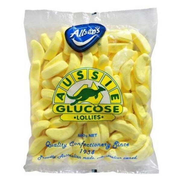 Allseps Aussie Glucose Banana Candy 500g Australian Made Lollies