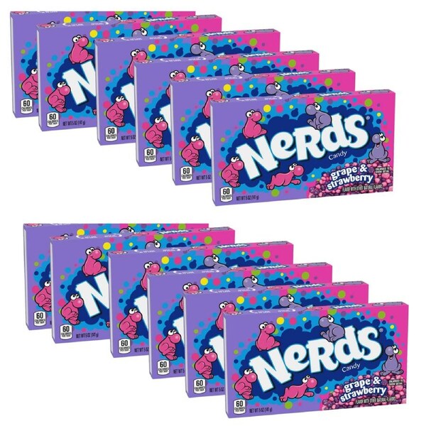Nerds Grape And Strawberry Candy Theatre Box 141g x 12 Pack American Candy