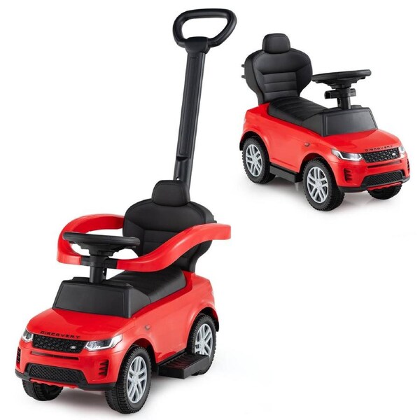 Costway 3-in-1 Push Car Ride on Toy&nbsp;w/Removable Handle & Guardrail Foot to Floor Sliding Car Red