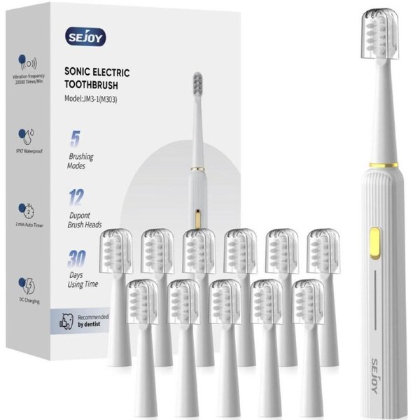 Sonic Electric Toothbrush USB Rechargeable Toothbrush With 12 Brush Heads 5 Mode