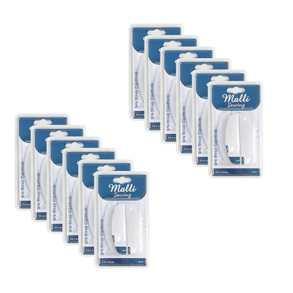 12PK Malli 1-Pair Silicone Bra Shoulder Strap Cushion/Pads 129.5x4.5cm White