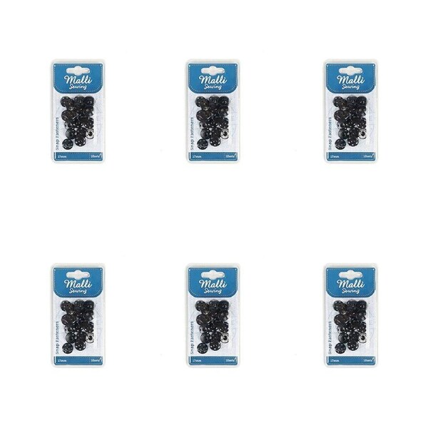 6PK Malli Sewing 10-Sets Iron Snap Fasteners Garment Snap Closures 17mm Assorted