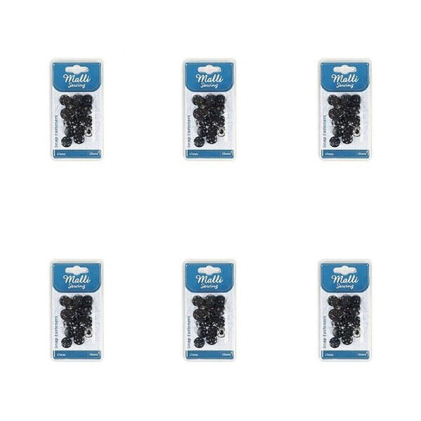 6PK Malli Sewing 8-Sets Iron Snap Fasteners Garment Snap Closures 12mm Assorted