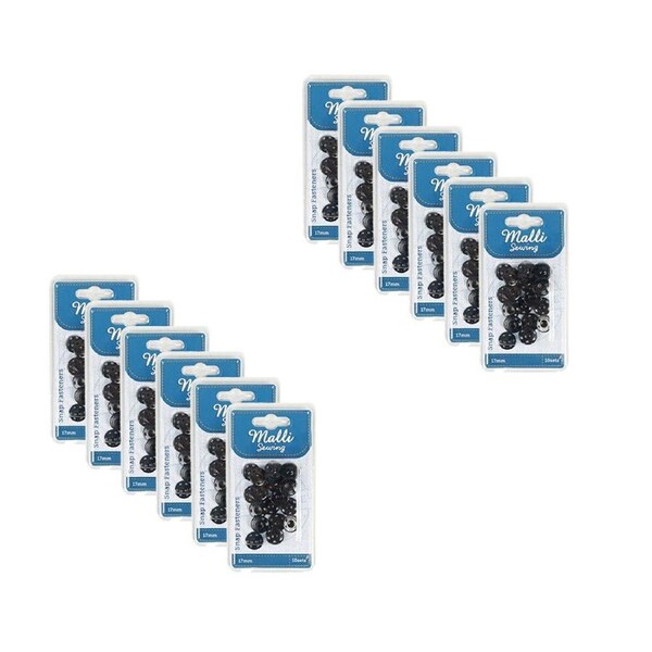 12PK Malli Sewing 10-Sets Iron Snap Fasteners Garment Snap Closures 17mm Asstd