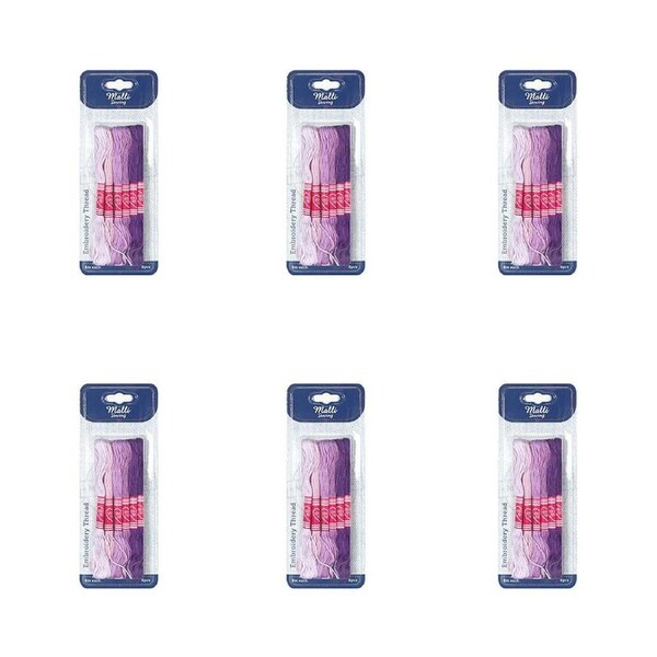 6x 6pc Malli Purple 8M Sewing Embroidery Cross-Stitch Thread