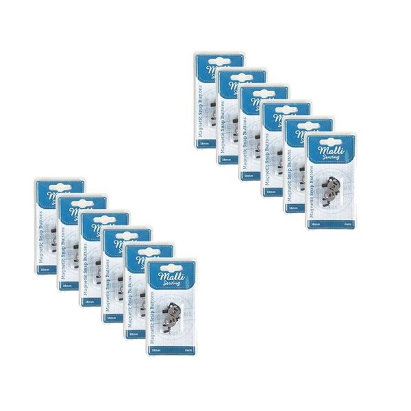 12PK Malli Sewing No Sew Magnetic Metal Snap Buttons Fasteners 18mm Assorted