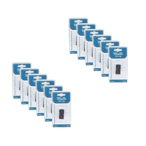 12PK Malli Sewing Sew On Magnetic Metal Snap Buttons Fasteners 18mm Assorted