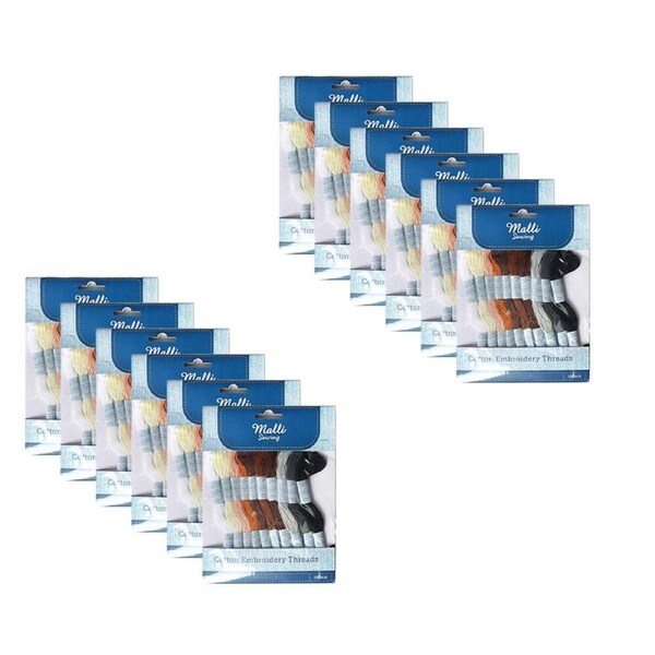 12PK Malli Sewing Cotton Soft Floss Coloured DIY Embroidery/Sewing Thread/String