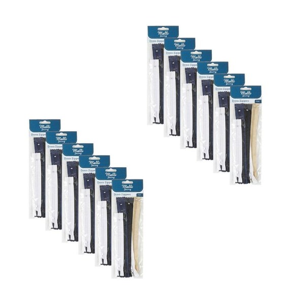 12PK Malli Sewing Nylon Dress/Skirt Close-End Garment Craft Zippers Set Assorted