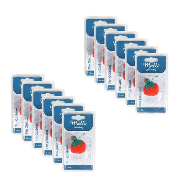 12PK Malli Sewing Nylon Tailoring/Sewing Needle Pin Storage Cushion 3.5cm Red