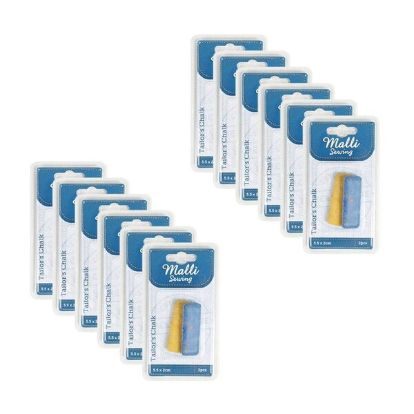 12x 2pc Malli Tailor's Dressmaker Chalk Fabric Marking Tool 5.5x2cm Assorted