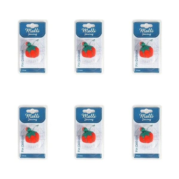 6PK Malli Sewing Nylon Tailoring/Sewing Needle Pin Storage Cushion 3.5cm Red