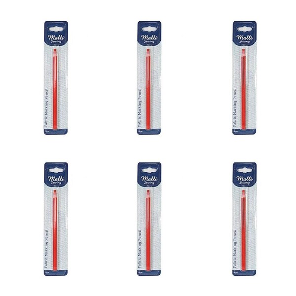 6PK Malli Sewing Fabric Marking Pencil Temporary Fabric Marking Tool 17cm Asstd