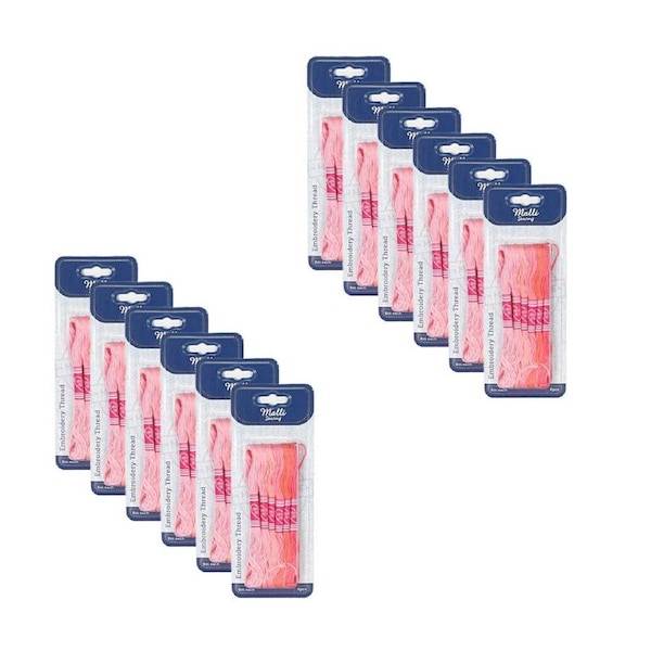 12x 6pc Malli Pink 8M Sewing Embroidery Cross-Stitch Thread