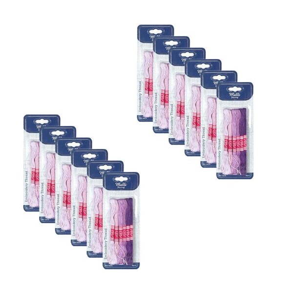 12x 6pc Malli Purple 8M Sewing Embroidery Cross-Stitch Thread
