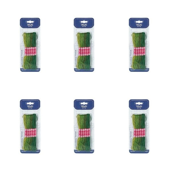 6x 6pc Malli Green 8M Sewing Embroidery Cross-Stitch Thread