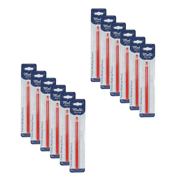 12PK Malli Sewing Fabric Marking Pencil Temporary Fabric Marking Tool 17cm Asstd