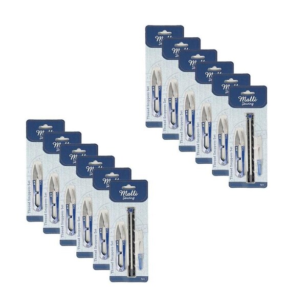 12x 3pc Malli Sewing Metal/Plastic Sewing Thread Cutter Snippers Mini Scisssors