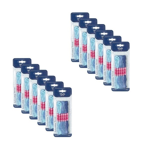 12x 6pc Malli Blue 8M Sewing Embroidery Cross-Stitch Thread