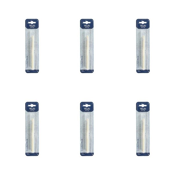 6PK Malli Plastic Crochet Hook/Needle Yarn Crafting/Knitting Tool 8mm White