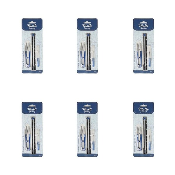 6x 3pc Malli Sewing Metal/Plastic Sewing Thread Cutter Snippers Mini Scisssors