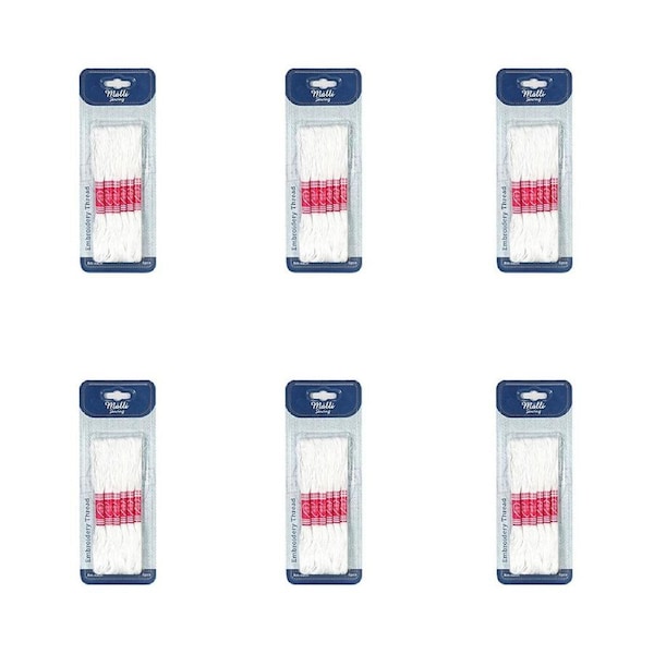 6x 6pc Malli White 8M Sewing Embroidery Cross-Stitch Thread