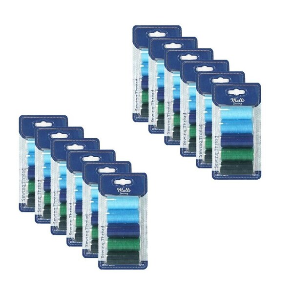 12x 5pc Malli Cool Shades 180M Plastic Spool Sewing DIY Garment Thread
