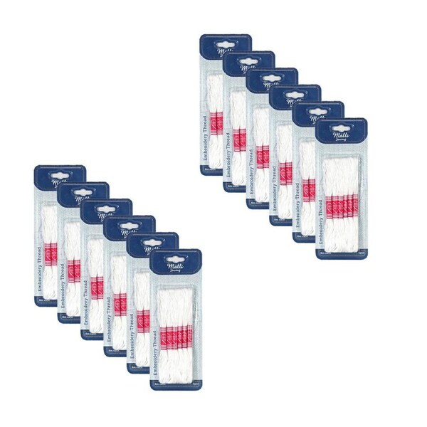 12x 6pc Malli White 8M Sewing Embroidery Cross-Stitch Thread