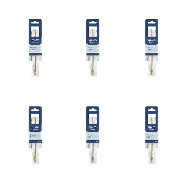 6PK Malli Sewing Metal Trouser Durable Replacement Garment Zipper 18cm Assorted