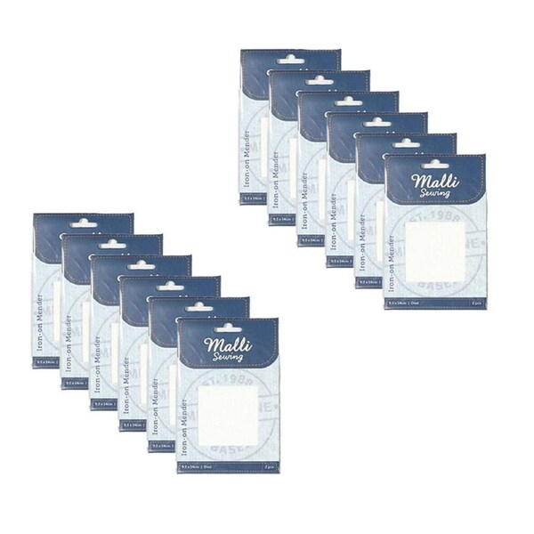 12PK Malli Sewing Black/White Asstd Iron-On Mender Fabric Patch