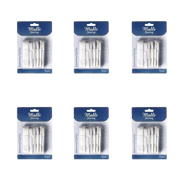 6x 6pc Malli Sewing Elastic Flexible Sewing Bands Waistband Assorted Sizes