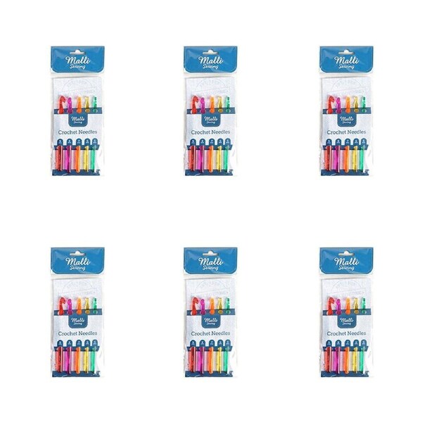 6x 5pc Malli Aluminium Crochet Hook Set Yarn Crafting/Knitting Tools Silver