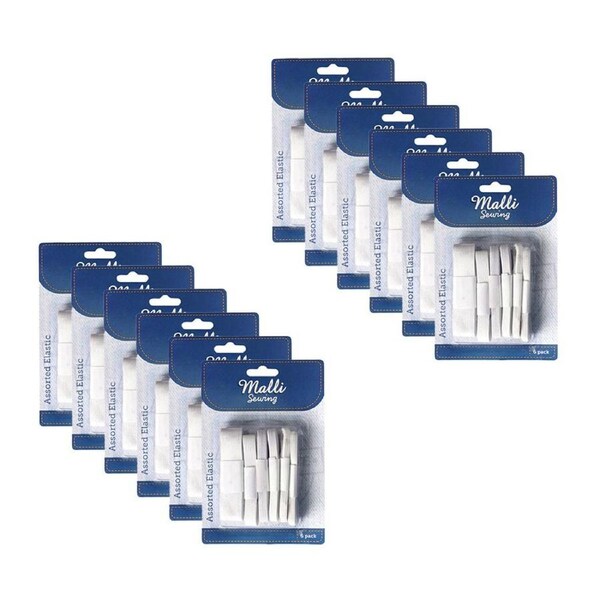 12x 6pc Malli Sewing Elastic Flexible Sewing Bands Waistband Assorted Sizes