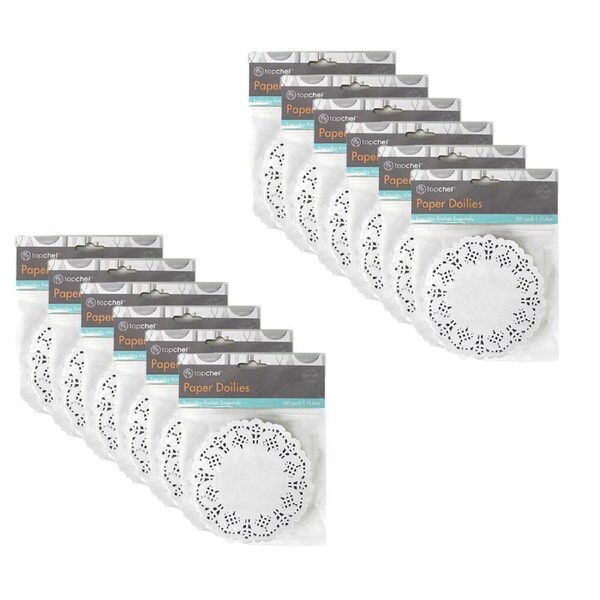 12x 100pc TopChef Paper Doilies Round Disposable Placemats/Coasters 11.4cm White