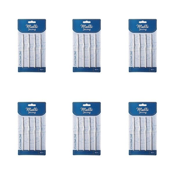 6x 4pc Malli Aluminium Crochet Hook Set Yarn Crafting/Knitting Tools Silver