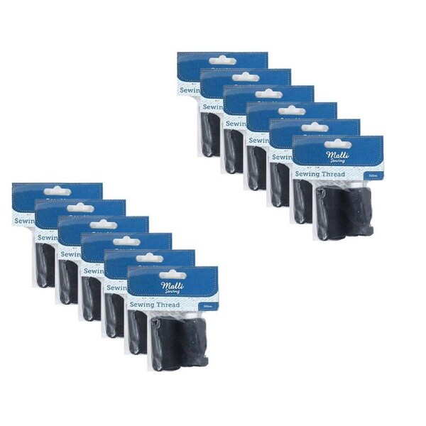 12PK Malli Sewing Thread Spool Hand Sewing Thread DIY Sewing Supplies 500M Black