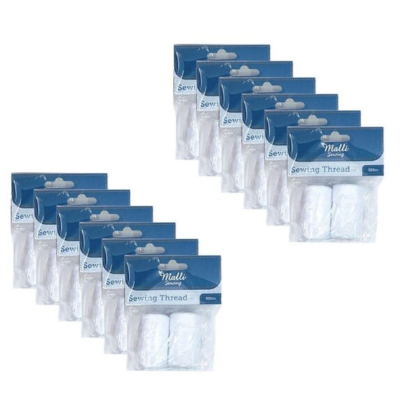 12PK Malli Sewing Thread Spool Hand Sewing Thread DIY Sewing Supplies 500M White