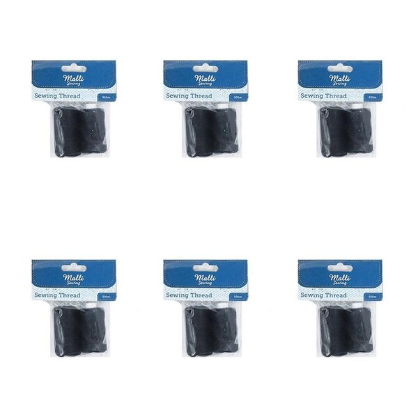 6PK Malli Sewing Thread Spool Hand Sewing Thread DIY Sewing Supplies 500M Black