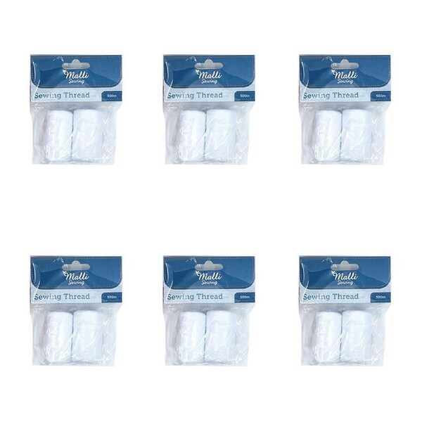 6PK Malli Sewing Thread Spool Hand Sewing Thread DIY Sewing Supplies 500M White