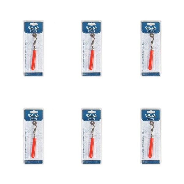 6PK Malli Sewing Metal Serrated Edge Tracing Wheel Marking Tool 15cm Assorted