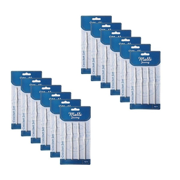 12x 4pc Malli Aluminium Crochet Hook Set Yarn Crafting/Knitting Tools Silver