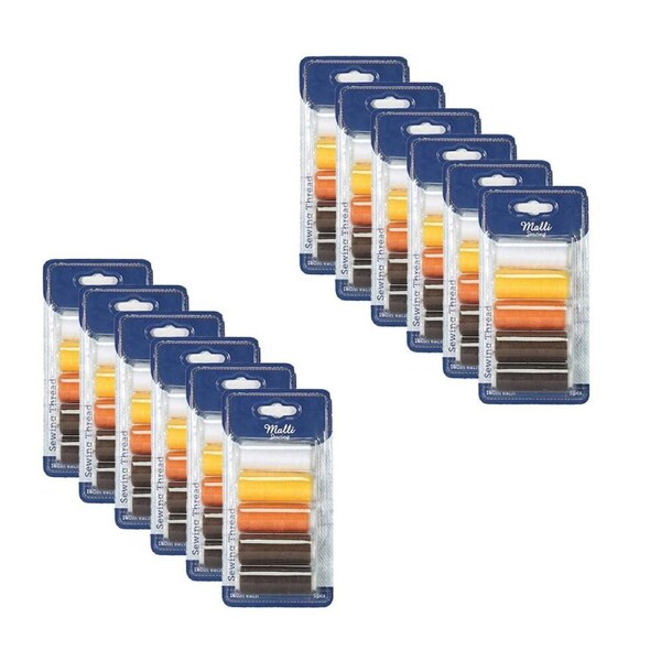 12x 5pc Malli Warm Shades 180M Plastic Spool Sewing DIY Garment Thread