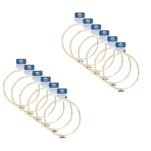 12PK Malli Sewing Round Wooden Embroidery/Cross Stitch Fabric Hoop 20cm Brown