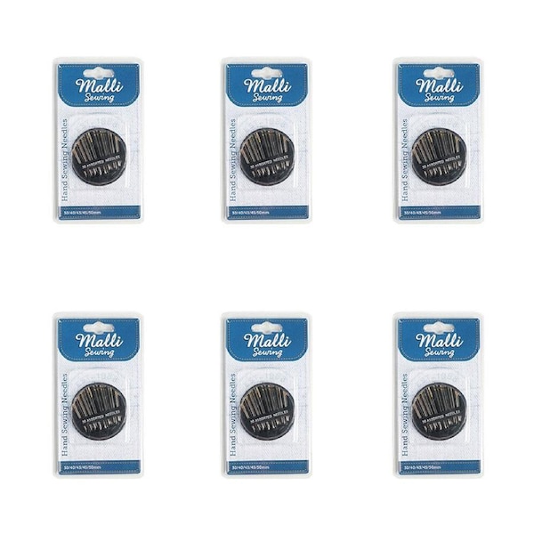6PK Malli Sewing Metal Hand Sewing Tailoring Needles Set Silver Assorted Sizes