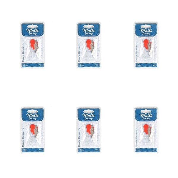 6x 4pc Malli Sewing Metal Compact Needle Hand Sewing Threaders 55cm Assorted