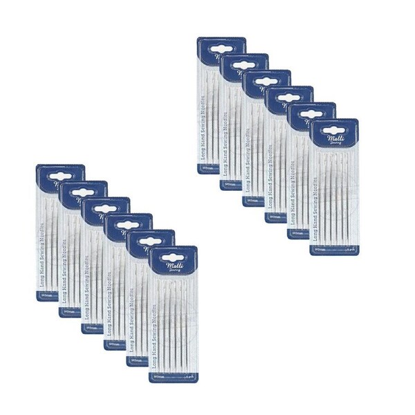 12x 6pc Malli Sewing Steel Long Hand Large Fabric Sewing Needles 125mm Silver